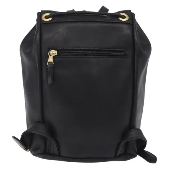 Gianni Versace Backpack Leather Black Gold Auth bs37561
