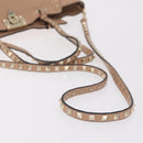 Valentino Rock Studs Hand Bag Leather 2way Beige Gold Auth bs37563-10