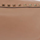 Valentino Rock Studs Hand Bag Leather 2way Beige Gold Auth bs37563-6