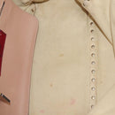 Valentino Rock Studs Hand Bag Leather 2way Beige Gold Auth bs37563-12