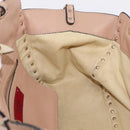 Valentino Rock Studs Hand Bag Leather 2way Beige Gold Auth bs37563-23