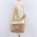 Valentino Rock Studs Hand Bag Leather 2way Beige Gold Auth bs37563-27