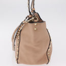 Valentino Rock Studs Hand Bag Leather 2way Beige Gold Auth bs37563-3
