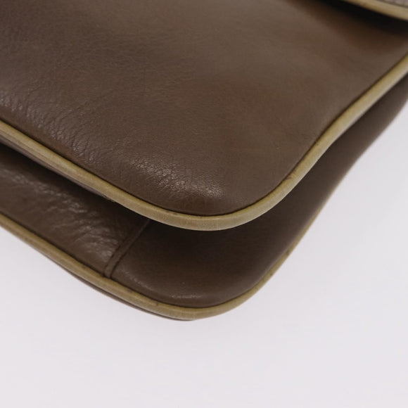 CELINE Chain Shoulder Bag Leather Brown Gold Auth bs37564