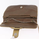 CELINE Chain Shoulder Bag Leather Brown Gold Auth bs37564-9