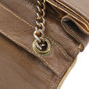 CELINE Chain Shoulder Bag Leather Brown Gold Auth bs37564-10