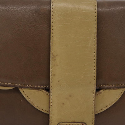 CELINE Chain Shoulder Bag Leather Brown Gold Auth bs37564 - 0