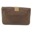 CELINE Chain Shoulder Bag Leather Brown Gold Auth bs37564-3