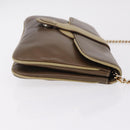 CELINE Chain Shoulder Bag Leather Brown Gold Auth bs37564-4