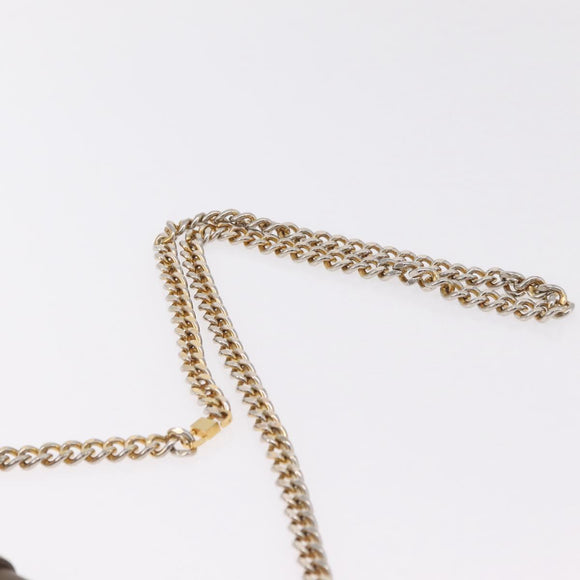 CELINE Chain Shoulder Bag Leather Brown Gold Auth bs37564