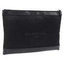 Balenciaga Clutch Bag Canvas Silver Black 373840 Auth bs37565-1