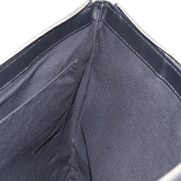 Balenciaga Clutch Bag Canvas Silver Black 373840 Auth bs37565