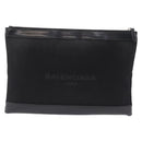 Balenciaga Clutch Bag Canvas Silver Black 373840 Auth bs37565-2