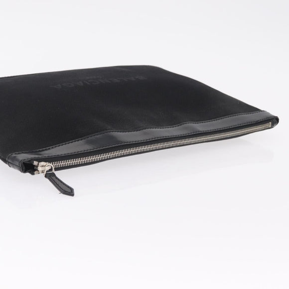 Balenciaga Clutch Bag Canvas Silver Black 373840 Auth bs37565