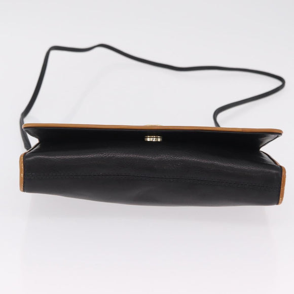 CELINE Shoulder Bag Leather Black Gold Auth bs37568