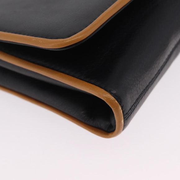 CELINE Shoulder Bag Leather Black Gold Auth bs37568