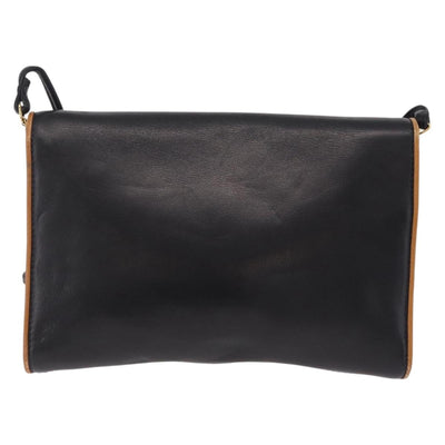 CELINE Shoulder Bag Leather Black Gold Auth bs37568 - 0