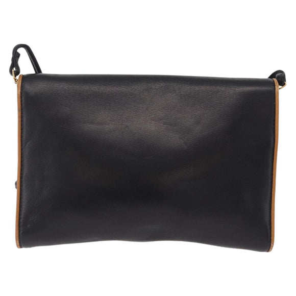 CELINE Shoulder Bag Leather Black Gold Auth bs37568