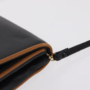 CELINE Shoulder Bag Leather Black Gold Auth bs37568-4