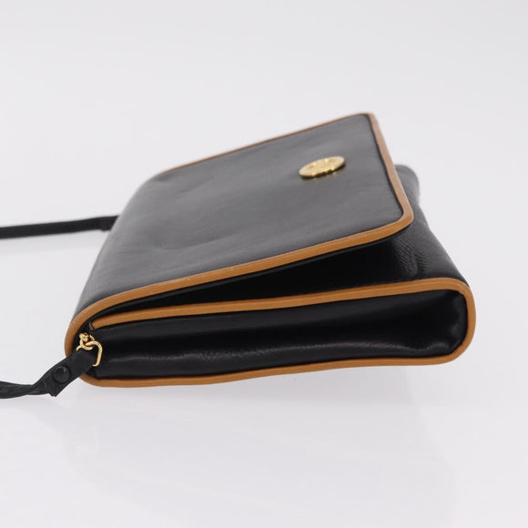 CELINE Shoulder Bag Leather Black Gold Auth bs37568