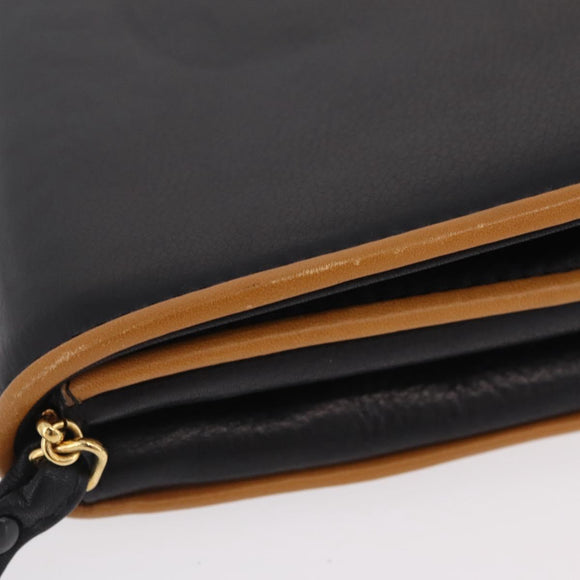 CELINE Shoulder Bag Leather Black Gold Auth bs37568