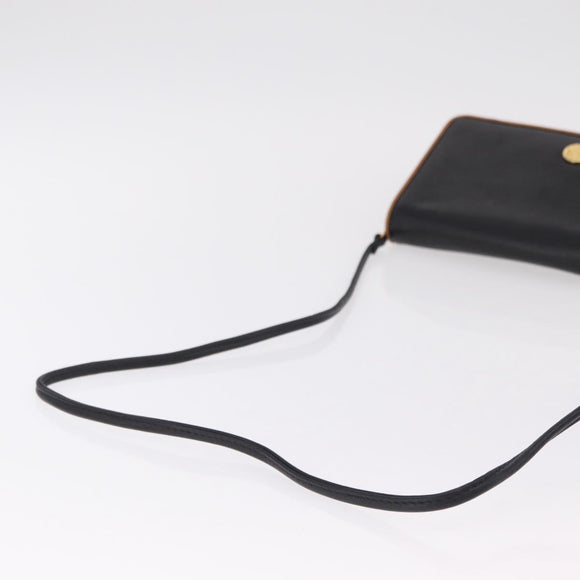CELINE Shoulder Bag Leather Black Gold Auth bs37568