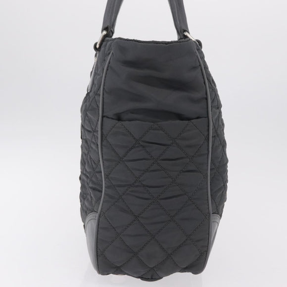 CHANEL Paris New York Line Matelasse Tote Bag Nylon Gray Silver CC Auth bs37569V