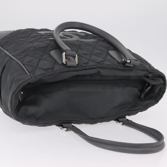 CHANEL Paris New York Line Matelasse Tote Bag Nylon Gray Silver CC Auth bs37569V