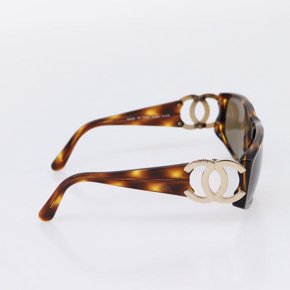 CHANEL Sunglasses plastic Brown CC Auth bs37570