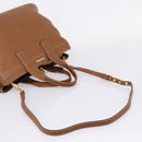 Miu Miu Hand Bag Leather 2way Brown Gold Auth bs37575-10