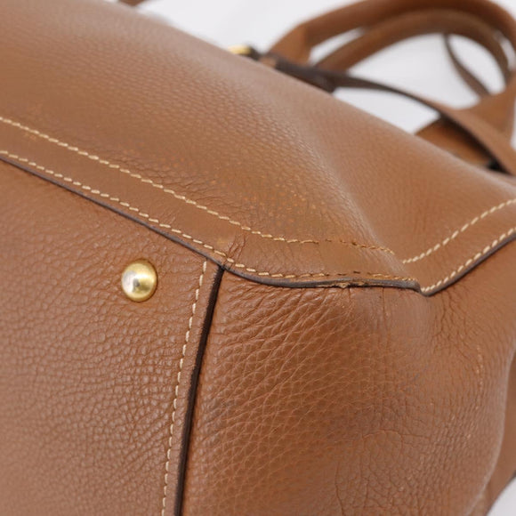 Miu Miu Hand Bag Leather 2way Brown Gold Auth bs37575