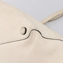 PRADA Tote Bag Leather White Gold Auth bs37576-9