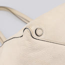 PRADA Tote Bag Leather White Gold Auth bs37576-14