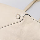 PRADA Tote Bag Leather White Gold Auth bs37576-15