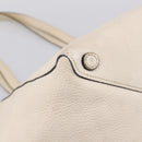 PRADA Tote Bag Leather White Gold Auth bs37576-16