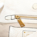 PRADA Tote Bag Leather White Gold Auth bs37576-21
