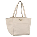 PRADA Tote Bag Leather White Gold Auth bs37576-1
