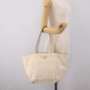 PRADA Tote Bag Leather White Gold Auth bs37576-24