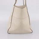 PRADA Tote Bag Leather White Gold Auth bs37576-3