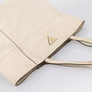 PRADA Tote Bag Leather White Gold Auth bs37576-6