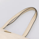 PRADA Tote Bag Leather White Gold Auth bs37576-8