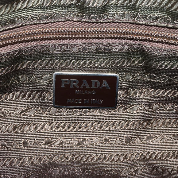 PRADA Tote Bag Nylon Khaki Silver Auth bs37577