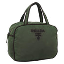 PRADA Tote Bag Nylon Khaki Silver Auth bs37577-1