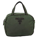 PRADA Tote Bag Nylon Khaki Silver Auth bs37577-2