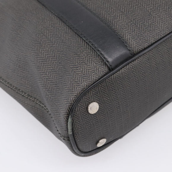 BVLGARI Tote Bag Leather PVC Black Silver Auth bs37580
