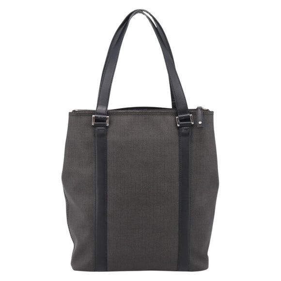 BVLGARI Tote Bag Leather PVC Black Silver Auth bs37580