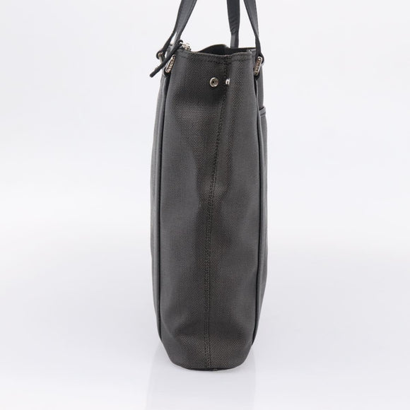 BVLGARI Tote Bag Leather PVC Black Silver Auth bs37580