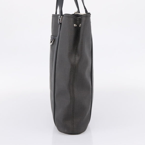 BVLGARI Tote Bag Leather PVC Black Silver Auth bs37580