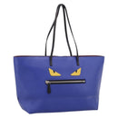 FENDI Monster Tote Bag Leather Blue Silver Auth bs37582-1