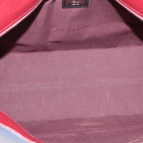 FENDI Monster Tote Bag Leather Blue Silver Auth bs37582